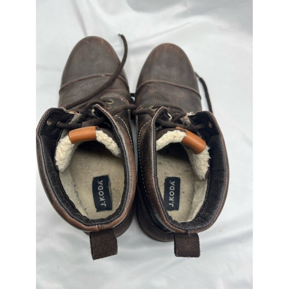 Brown Leather J. Koda Hugh Lace Up Men's Boots - Picture 7 of 10